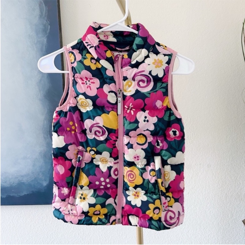 Hanna Andersson Girl's Floral Jacket Vest - 6-7Y
